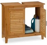 Relaxdays Waschbeckenunterschrank, Hellbraun, Holz, 67x60x30 cm, Badezimmer,