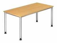 Venda Schreibtisch, Buche, Metall, Holzwerkstoff, rechteckig, Rundrohr,