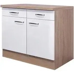 FlexWell K&uuml;chenunterschrank, Sonoma Eiche, Wei&szlig; Hochglanz, Holzwerkstoff, 1