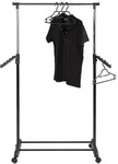 Carryhome Kleiderwagen, Schwarz, Chrom, Metall, Kunststoff, 81x100-177x42 cm,