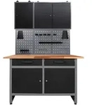 Werkbankset, Anthrazit, Grau, Holz, Metall, Buche, 1 F&auml;cher, 2 Schublade(n)
