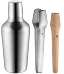 WMF Cocktail-Set CLEVERu0026MORE, Braun, Silber, Holz, Metall, 3-teilig, Buche, 700