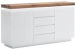 Sideboard Romina, Eiche, Wei&szlig;, Holzwerkstoff, Eiche, massiv, 2 F&auml;cher, 4