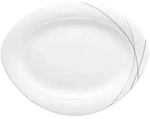Seltmann Weiden Servierplatte, Wei&szlig;, Grau, Keramik, Oval, 27.3x2.5x34.9 cm,