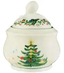 Seltmann Weiden Zuckerdose, Wei&szlig;, Gr&uuml;n, Keramik, Rund, 10.3 cm, Kaffee & Tee,