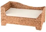 Hundesofa, Hellbraun, Holz, Textil, Wasserhyazinthe, rechteckig, 33x27x52 cm,...