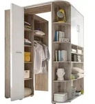 Mid.you Begehbarer, Wei&szlig;, Eiche, Holzwerkstoff, 14 F&auml;cher, 146x198x133 cm, Kinder-