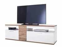 Livetastic Tv-Element, Weiß, Eiche, Holzwerkstoff, 2 Schubladen, 180x55x50 cm,...