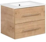 Mid.you Waschtischkombi, Eiche, Metall, 2 Schublade(n) Schubladen, 62.5 cm, h&auml;ngend,