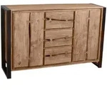 Mid.you Sideboard, Natur, Schwarz, Holz, Metall, Akazie, massiv, 2 F&auml;cher, 3