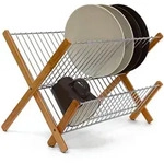 Relaxdays Abtropfgestell, Mehrfarbig, Holz, Metall, 39x27x29 cm, Kochen,