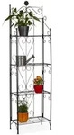 Relaxdays Blumenregal, Schwarz, Metall, 44x157x24 cm, Wohnzimmer, Wohnzimmertische,