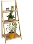 Relaxdays Blumentreppe, Hellbraun, Holz, 45x99x32 cm, Wohnzimmer, Wohnzimmertische,
