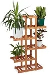 Relaxdays Blumenregal, Hellbraun, Holz, 81x125x28.5 cm, Wohnzimmer, Wohnzimmertische,