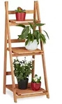 Relaxdays Blumentreppe, Hellbraun, Holz, 41x107.5x40 cm, Wohnzimmer,
