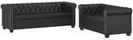 vidaXL Chesterfield-Sofas, Schwarz, Leder, Rechteckig, 145.5x70x76 cm, Wohnzimmer,