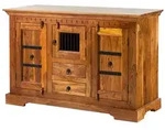 Massivmoebel24 Kommode, Braun, Holz, Echtholz,Akazie, 2 F&auml;cher, 2 Schubladen,