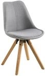 Carryhome Stuhl, Grau, Holz, Metall, Textil, Kautschukholz, massiv, eckig,...