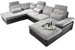 Mid.you Ecksofa, Schwarz, Silber, Textil, F&uuml;llung: Schaumstoff, Ottomane links,