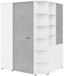 Boxxx Begehbarer, Grau, Wei&szlig;, Holzwerkstoff, Betonoptik, 16 F&auml;cher, 124x199x148 cm,