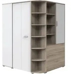 Boxxx Begehbarer, Wei&szlig;, Eiche San Remo, Holzwerkstoff, 16 F&auml;cher, 124x199x148 cm,