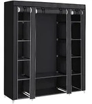 Calicosy Stoffkleiderschrank, Schwarz, Metall, 45x175x80 cm, Schlafzimmer,