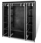 vidaXL Stoffschrank, Schwarz, Textil, 8 F&auml;cher, Rechteckig, 150x176x45 cm,