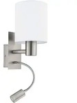 Eglo Led-Wandleuchte, Wei&szlig;, Nickel, Metall, Textil, F, 19.5x38x15 cm, getrennt