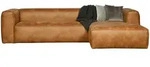 Livetastic Ecksofa Bean, Cognac, Kunststoff, Kombination Echtleder/Stoff, Rauleder,