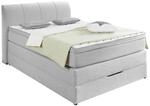 Carryhome Boxspringbett, Silber, Textil, H2 + H3, 7-Zonen, H&ouml;he ca. 20 cm,...