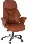 Mid.you Chefsessel, Braun, Metall, Leder, Echtleder,Kombination Echtleder/Lederlook,