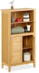 Relaxdays Badezimmerschrank, Hellbraun, Holz, 50x92x25 cm, Badezimmer,