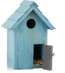 Relaxdays Nistkasten, Hellblau, Holz, Metall, 17x24.3x12 cm, Gartenzubeh&ouml;r,