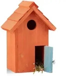 Relaxdays Nistkasten, Orange, Holz, Metall, 17x24.3x12 cm, Gartenzubeh&ouml;r,