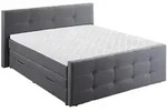 Boxxx Boxspringbett, Grau, Kunststoff, H2 + H3, 7-Zonen, H&ouml;he ca. 19 cm, 180x200 cm,