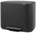 Brabantia Abfalleimer BO Treteimer, Schwarz, Kunststoff, 11 + 23 L, 54x44x36.5 cm,