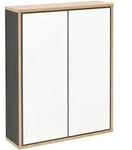 Mid.you Spiegelschrank, Anthrazit, Eiche, Glas, 2 F&auml;cher, 60x75x20.1 cm, Badezimmer,