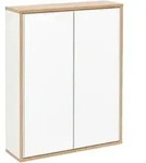 Mid.you Spiegelschrank, Wei&szlig;, Eiche, Glas, 2 F&auml;cher, 60x75x20.1 cm, Badezimmer,