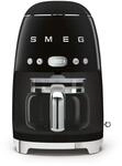 Smeg Filterkaffeemaschine 50s Style, Schwarz, Metall, 1,25 L,1400 ml, 24.5x36.1x25.6