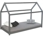 Homestyle4u Hausbett, Grau, Holz, 206x141x96 cm, Kinder- & Jugendzimmer,