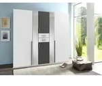 Carryhome Kleiderschrank, Graphit, Wei&szlig;, Glas, Holzwerkstoff, 4 F&auml;cher, 2