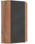 Mid.you Eckschrank Wimex Level 36C, Grau, Eiche, Glas, Holzwerkstoff, 9 F&auml;cher,