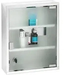 Wenko Medizinschrank Medikamentenschrank, Edelstahl, Metall, Glas, 2 F&auml;cher,