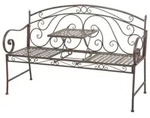 Gardenson Gartenbank, Braun, Metall, 2-Sitzer, 53x94.5x147 cm, integrierter Tisch,