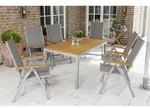 Gardenson Gartentischgruppe Naxos, Grau, Silber, Akazie, Holz, Metall, Textil,