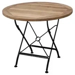 Zebra Gartentisch Florence, Schwarz, Teak, Holz, Metall, Teakholz, massiv, rund,