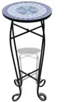 vidaXL Beistelltisch, Blau, Metall, Rund,Rund, 30x60x30 cm, Gartenm&ouml;bel,