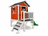 Spielhaus, Grau, Rot, Weiß, Holz, Zeder, 261x189x168 cm, Fsc, Spielzeug,