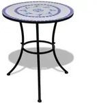 vidaXL Bistrotisch, Blau, Keramik, rund, 60x70x60 cm, Gartenm&ouml;bel, Gartentische,