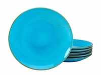 Speisetellerset, Blau, Keramik, 6-teilig, rund, 20x2x20 cm, Essen & Trinken,